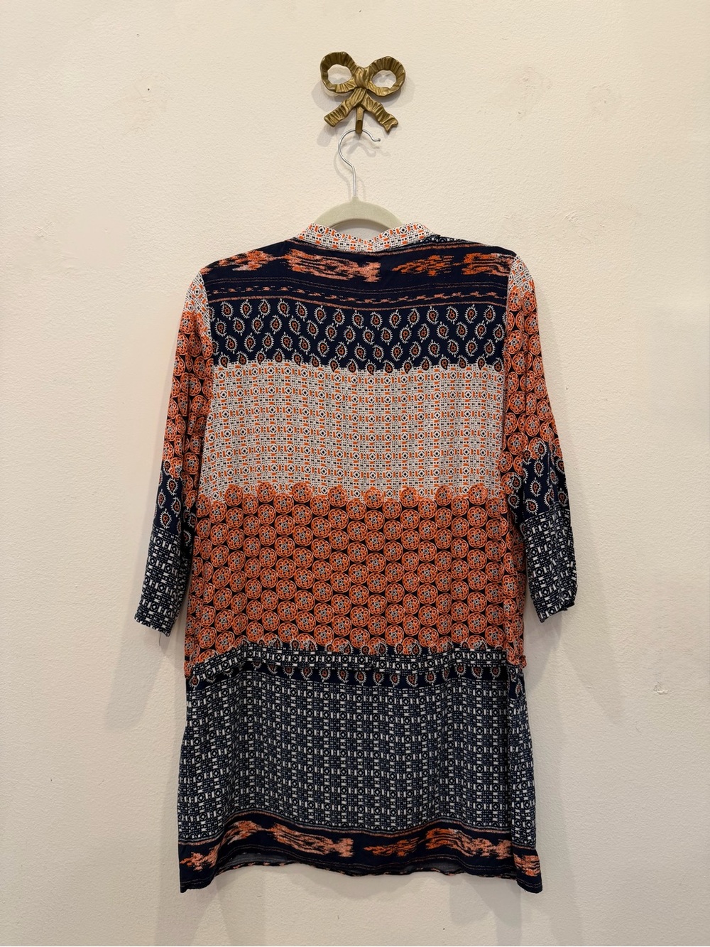 Zara Navy & Rust Printed Button-Front Tunic - Picture 5 of 5